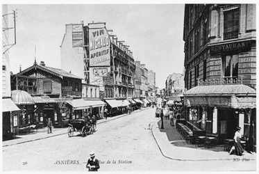 Ansicht von Asnières, Rue de la Station, ca. 1900